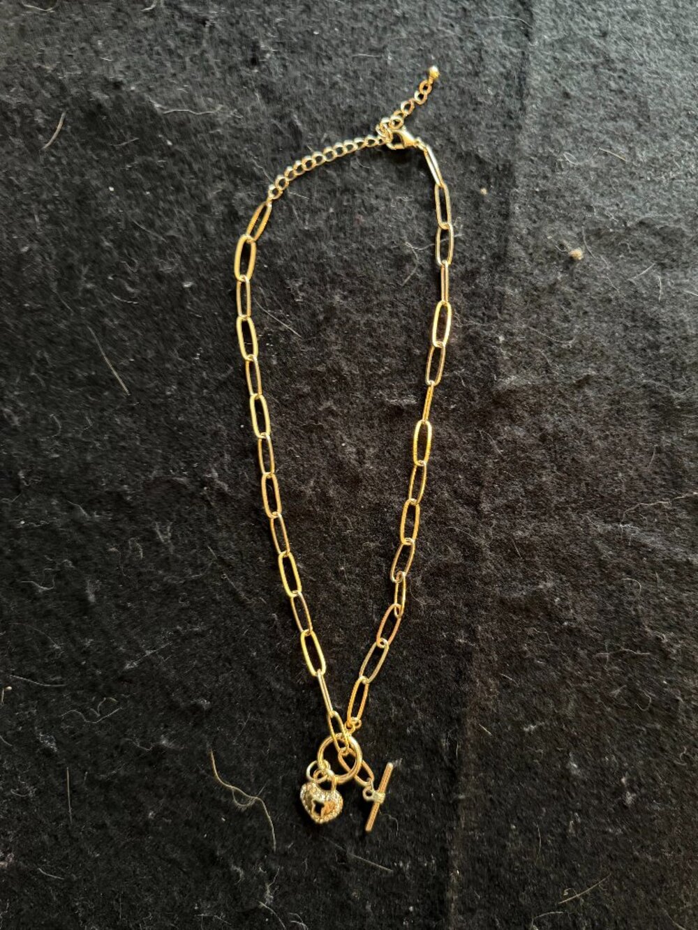 14K Gold-Plated ‘Paperclip Chain’ Necklace W/ Heart-Shaped Lock Pendant